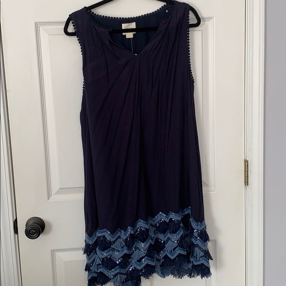 NWT Anthropologie Navy Fringe Sequin Swing Dress - Picture 5 of 5